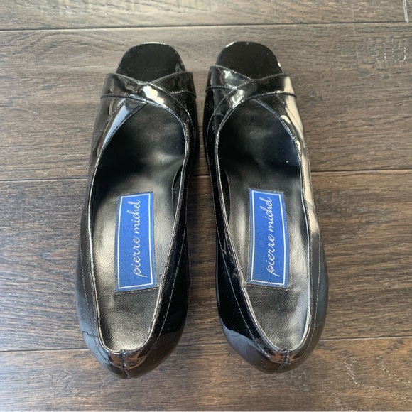 Pierre Michel Size 7 Black Open Toed 3 Inch Heels - Picture 5 of 11